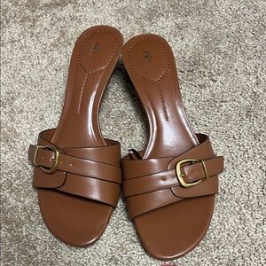 Zara Tan Leather Buckle Sandals
